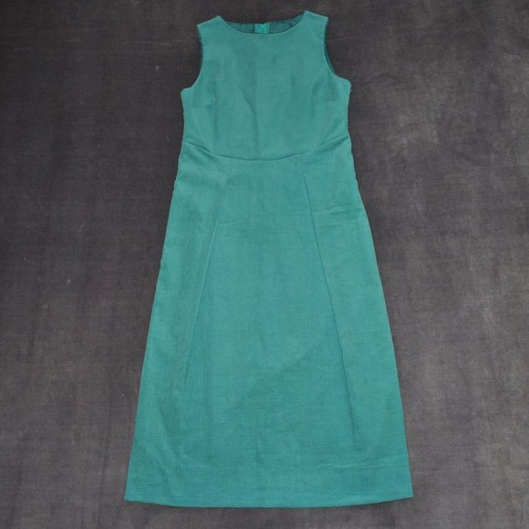 Vintage Corduroy Jumper Dress Medium Large Green Sleeveless Handmade Midi Dress - Picture 3 of 9